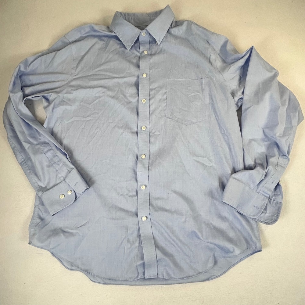 Merona Mens Ultimate Shirt‎ Light Blue Long Sleeve Button Down XL 043101635